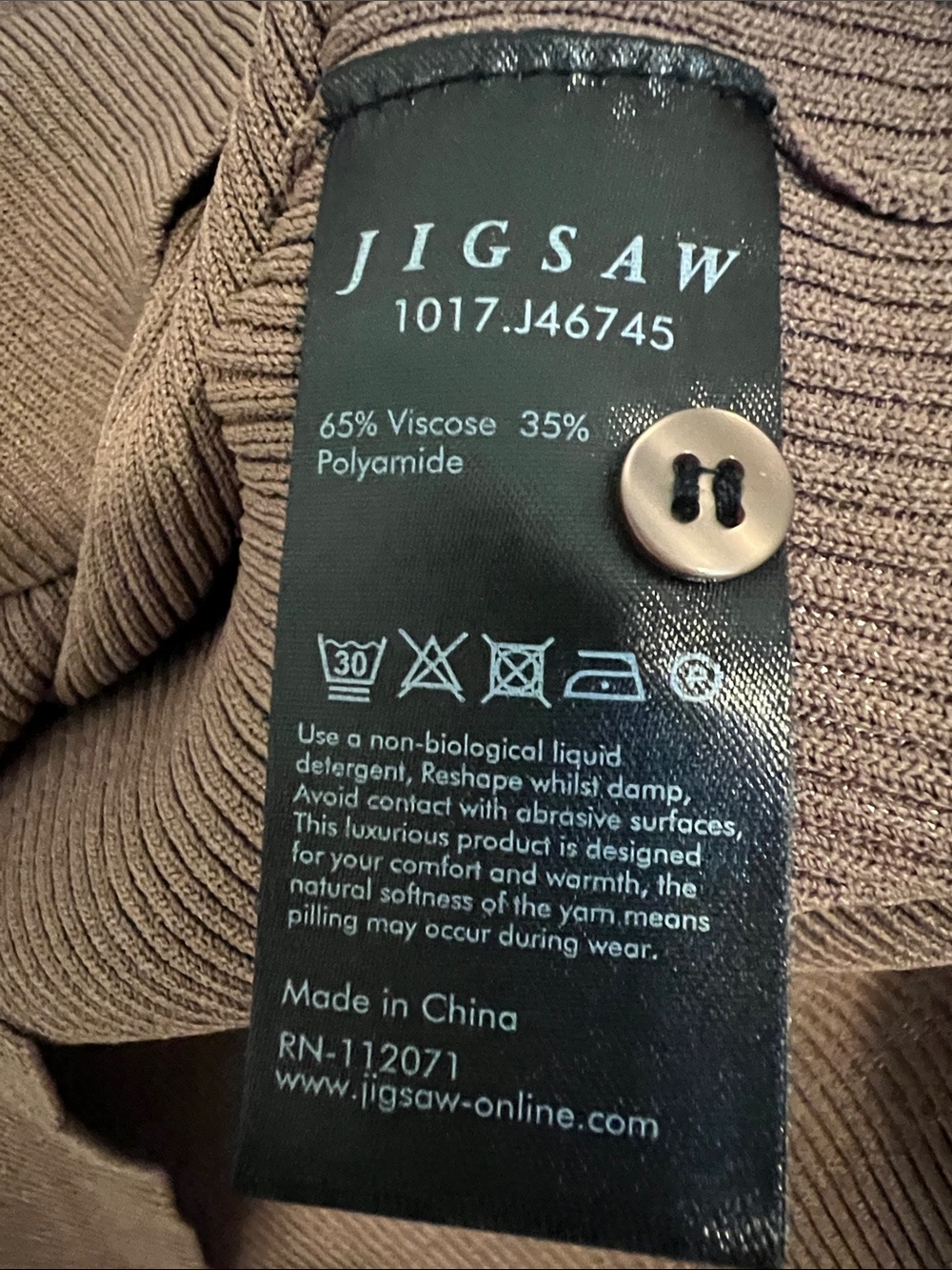 Jigsaw Brown Ribbed Button-Front Cardigan - Picture 4 of 4